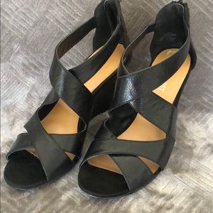 Nine West Black Wedge Sandals